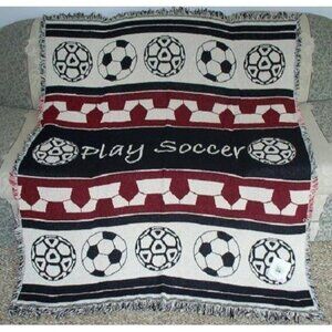 New Soccer Ball Cotton Afghan Throw Blanket World Cup GIFT Play Soccer Game Team